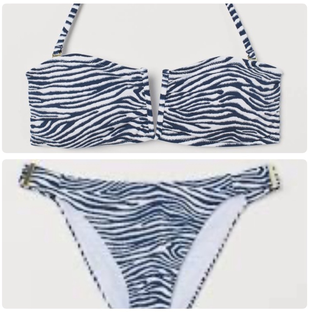 New H&M Divided Padded Bandeau Bikini Top Sz 12 Cheeky tanga bikini bottoms Sz6
